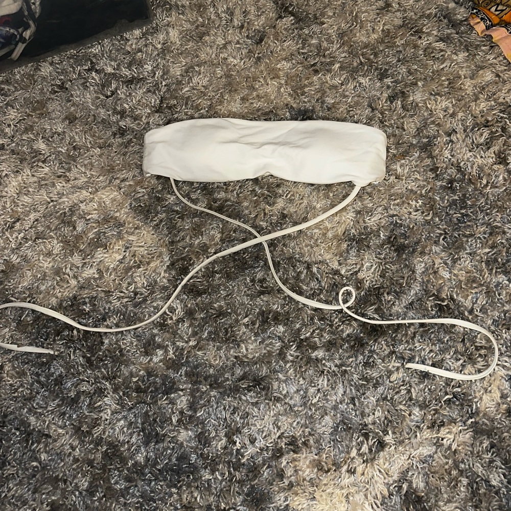 Cross body white bikini top